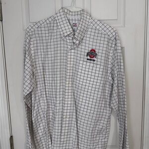 Cutter & Buck White and Black Checkered Men's Shirt Ohio State Buckeyes